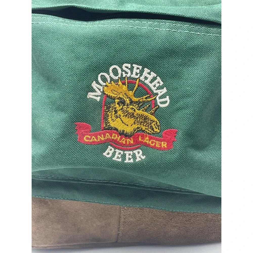Vintage Embroidered Moosehead Canadian Lager Beer‎ Backpack, Leather Bottom